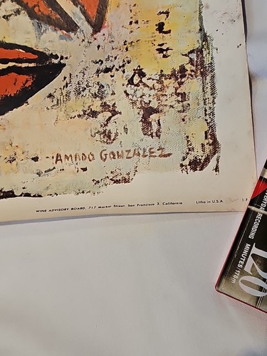 VTG Original Amado Gonzalez Wines from California Wine Land America Poster 1962. - Picture 6 of 11