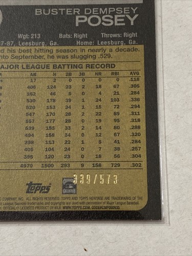 2022 Topps Heritage BUSTER POSEY Chrome RED Refractor /573 GIANTS #13! - Picture 3 of 3