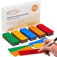 75 Magnetstreifen Beschreibbar Etiketten Magnete Schilder Bunt 75X25Mm