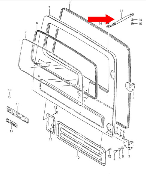 USA SHIPPER - Suzuki Samurai Hard Tin Top Rear Door Strut Stopper