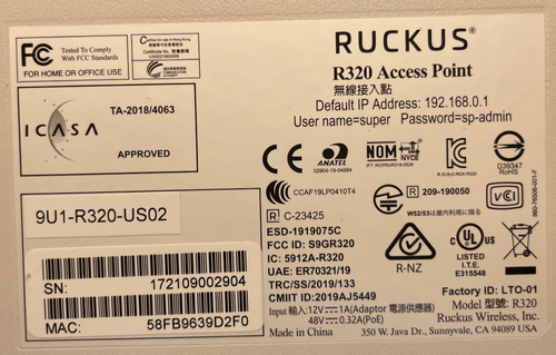 Ruckus Unleashed R320 Series Indoor Wireless Access Point *Used* - Picture 3 of 3