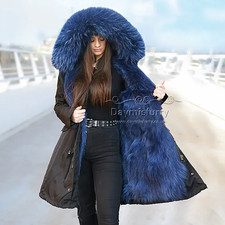 Fox Fur Lined Parka Coat, Real Fur Coat, Winter Coat