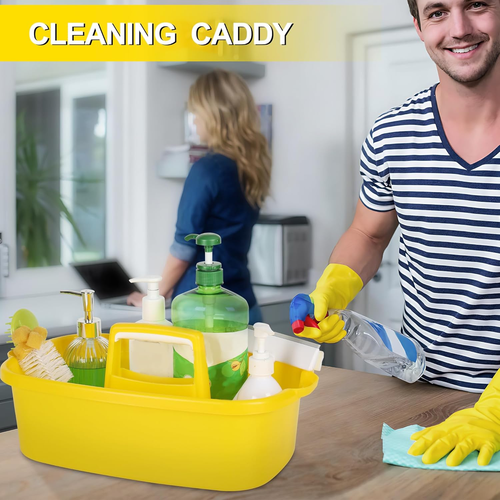 Cleaning Supplies Caddy Organizer with Handle Plastic Tool Storage Basket for Ba - Picture 7 of 9