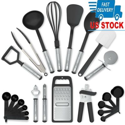 Cooking Utensil Set 23 Piece Stainless Steel Heat Resistant Kitchen Gadget Tools