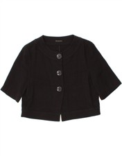 Sisley Womens 3 Button Short Sleeve Blazer Jacket Uk 12 Medium Black Bh15