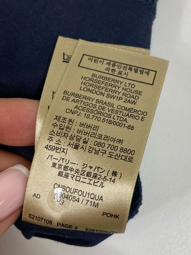 Burberry T-shirt Cotton Crew Neck Cotton Blue Size M US40 - Picture 9 of 9