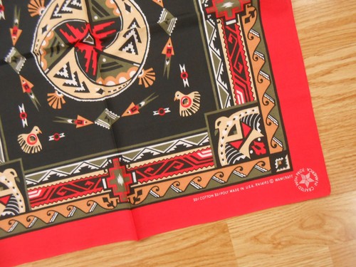 Vintage antik SOUTHWESTERN SOUTHWEST rot schwarz VOGEL Baumwollmischung Biker BANDANA 20" - Bild 3 von 3