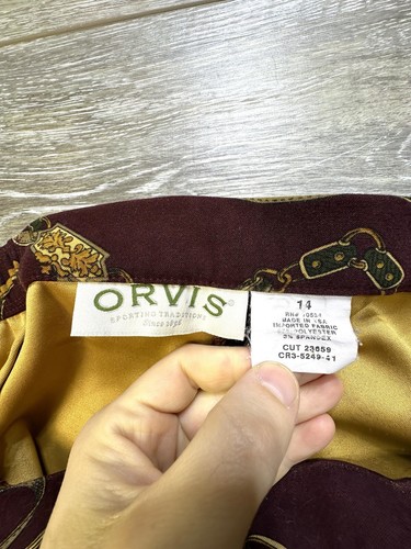 Orvis Pants Size 14 Womens Dark Maroon / Golden Belts All Over Pattern Stretch - Picture 5 of 13