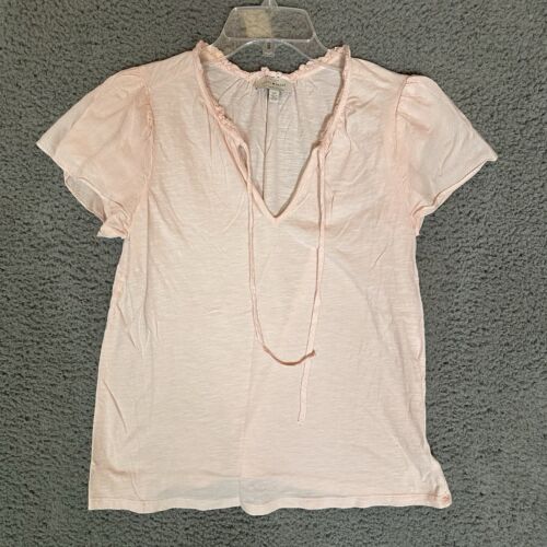 Lucky Brand Womens Top Blouse Pink Size S Small Short Sleeve Cotton