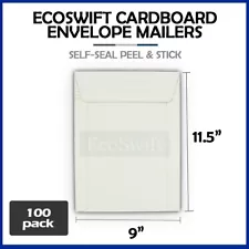 100 - 9x11.5 White Rigid Photo Document Mailers Cardboard Envelopes