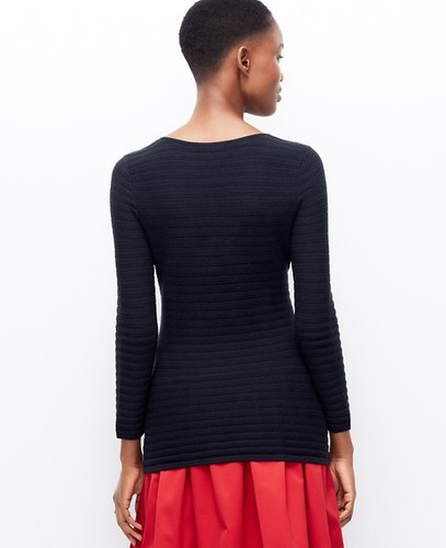 Ann Taylor - LARGE (12-14) Cream Textured Stripe Long Sleeve Sweater $80 (T2) - Picture 4 of 4