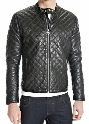 Zayn Men's Black Leather Jacket Genuine Lambskin Quilted Biker Motorcycle Jacket