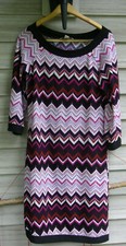 Women Ladies 12 L Jonathan Martin purple pink white black zig zag dress