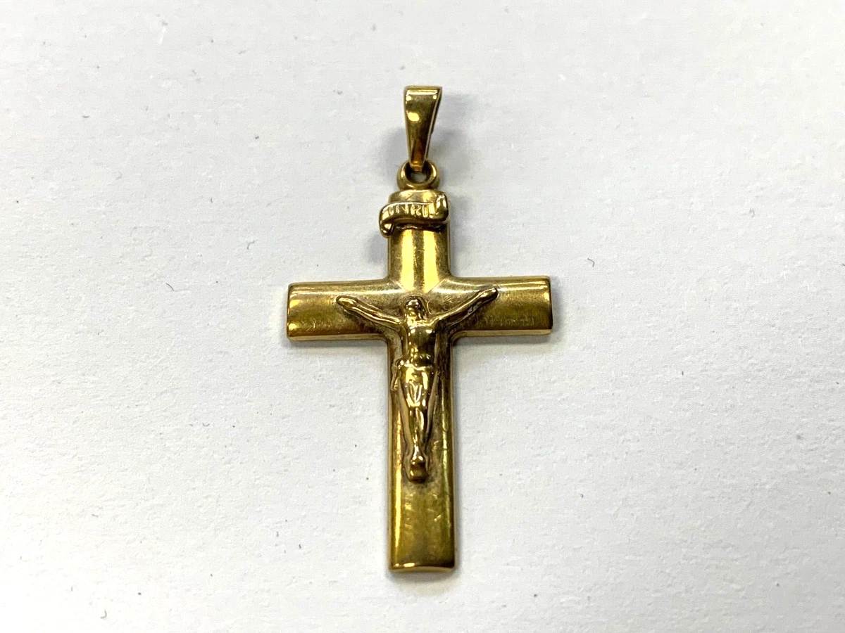 8 YELLOW gold CROSS pendant estate 1.2GR eBay