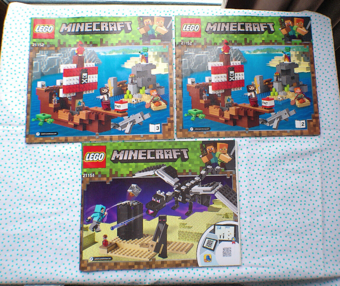 Lot of Lego Minecraft 21151, 21152-3, 22152-2 Instruction Manual