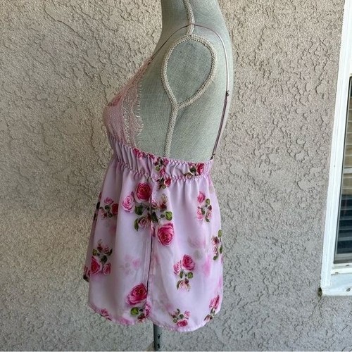Coquette Lingerie Cami Tank Top - Purple Floral Print - Size Small - Picture 3 of 8