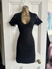 Black Stretch Lace Fitted Mini Dress 8
