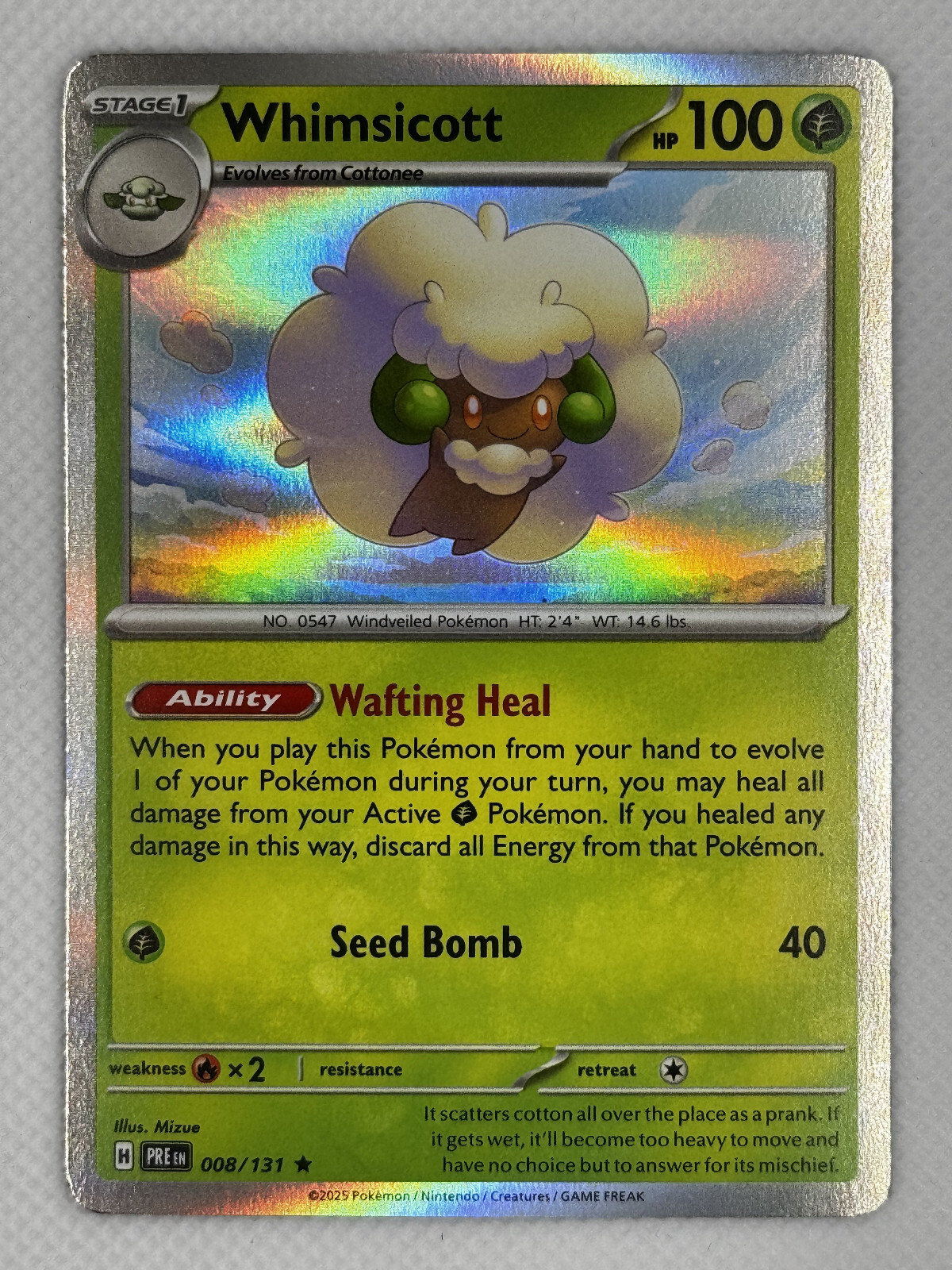 2025 Prismatic Evolutions - Whimsicott Holo Rare #8 - NM
