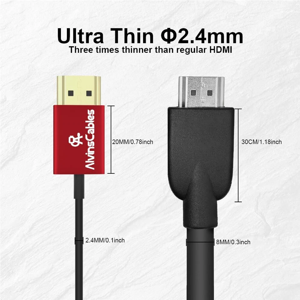 8K HDMI 2.1 Cable 48Gbps Ultra-Thin Right Angle for Canon/Panasonic/Atomos SYNC - Image 4 of 4
