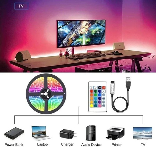 RGB Remote App Control 5050 LED Strip Light Flexible Ribbon Tape USB 5V - Picture 5 of 15