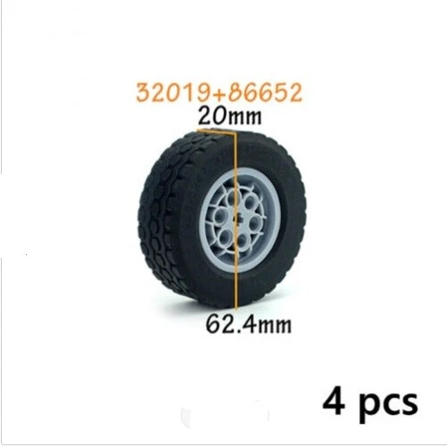 4 X Technic Parts Tire Wheel 32019 86652 Set Wheels Tires 62x20 & Rims 43.2x18 - Image 3 of 4