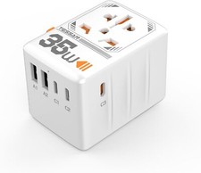 35W Universal Travel Adapter International Plug with 3 USB C 2 USB A for EU UK