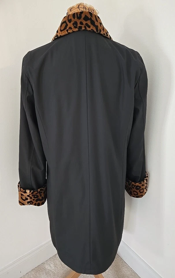 Dennis Basso Water Resistant Animal Print/Black Reversible Coat Jacket XS - Image 2 of 4