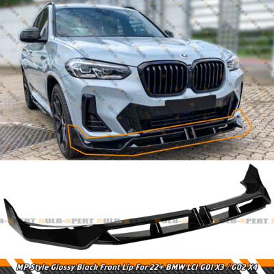 For 2022-25 BMW G01 X3 G02 X4 LCI M Sport MP Style Gloss Black Front Bumper Lip