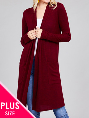 NEW Plus Size Open Front Long Duster Cardigan Sweater w/Side Pockets-XL/1X-2X-3X NEW Plus Size Open Front Long Duster Cardigan Sweater w/Side Pockets-XL/1X-2X-3X
