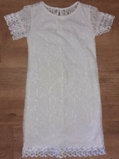 RARE London Ivory Short Sleeve Lace Mini Dress Lined Size 6 Excellent Condition 