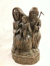 Holzfigur geschnitzt dunkel Heilige Familie Schnitzerei Krippe rar Sammlerstück