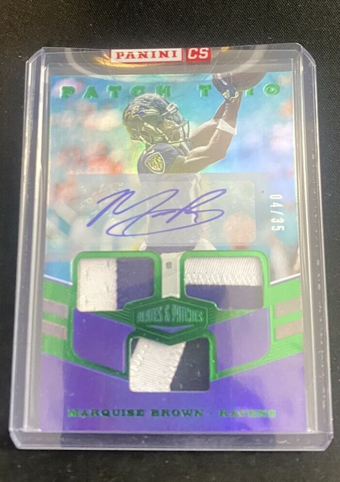 2019 Panini Plate & Patches Patch Trio Autographs 4/35 Marquise Brown #PT-MBR RC - Image 3 of 3