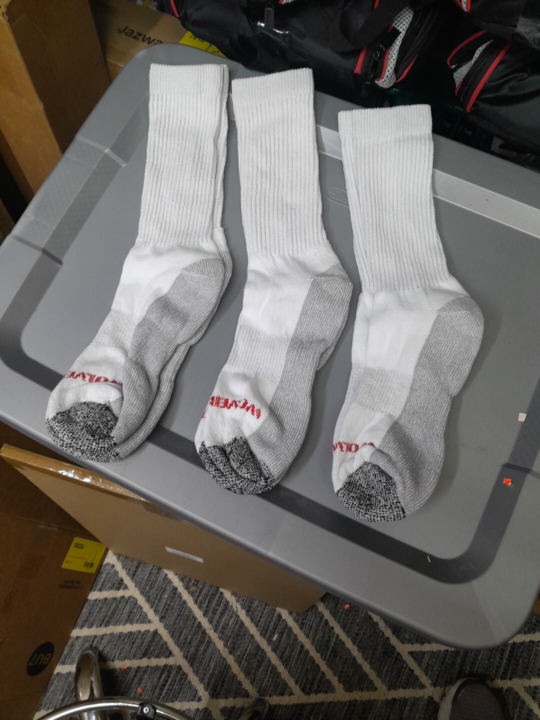 WOLVERINE Crew Socks 6-12 Shoe Size Reinforced Toe Work Athletic Socks 3 Pair-image