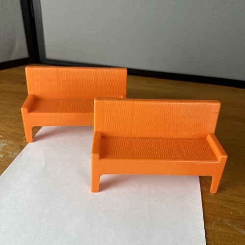 Vintage 1973 Mattel Barbie Townhouse Orange Bench Set Of 2