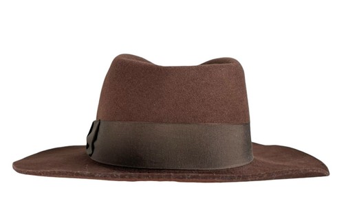 Cappello Fedora Vintage Indiana Jones Uomo Taglia Large Marrone Feltro Lana USA - Foto 3 di 8