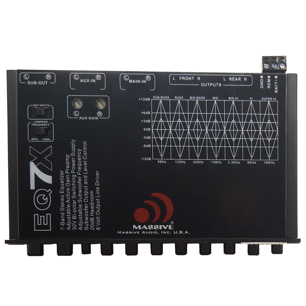 Massive Audio EQ7X 7 Band Car Graphic Equalizer 6 Channel 7 Volt