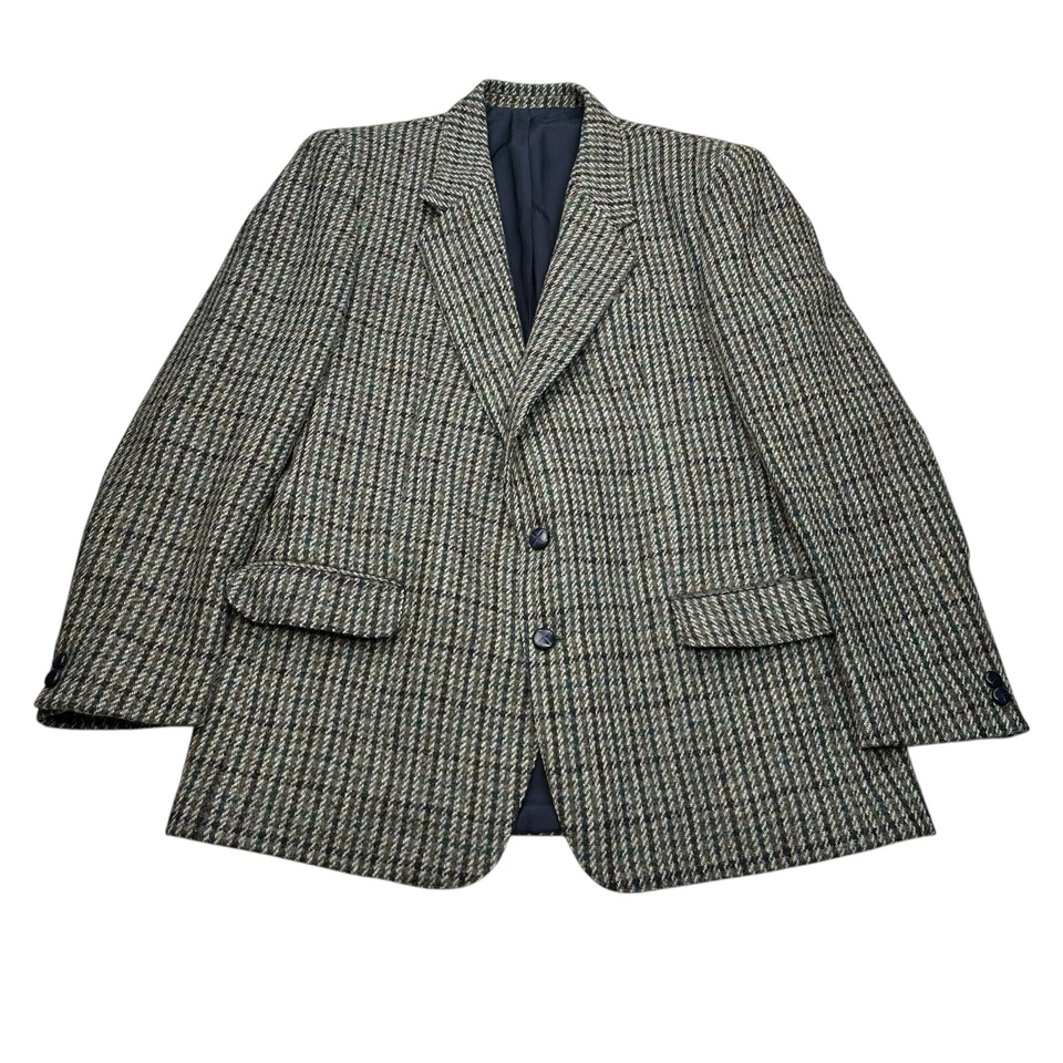 Jaqueta casaco esportivo 42R Harris Tweed Escócia xadrez jumbo blazer vintage - Imagem 2 de 4