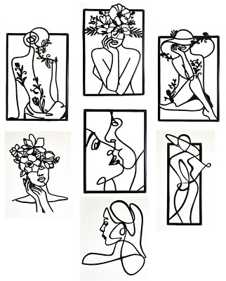 Wandbild Loft Style Modern Art Silhouette Linea Wanddeko aus Blech Bild Schwarz