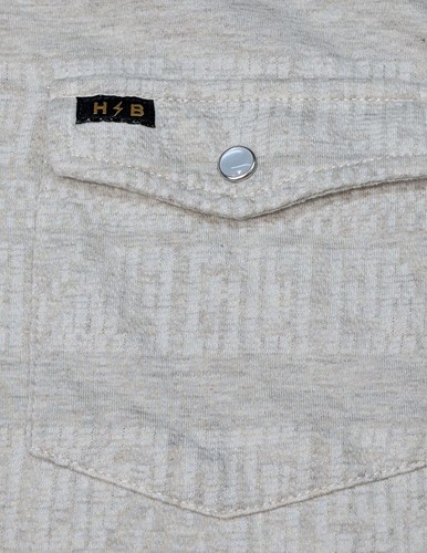 Polo Hower Bros Ranchero panna jacquard perla colletto a scatto uomo grande - Foto 5 di 12