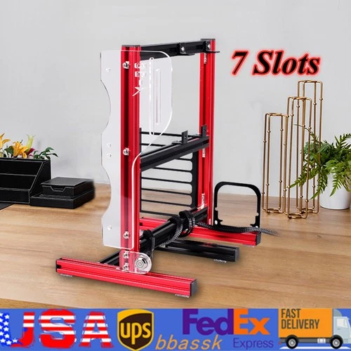 Red DIY ITX ATX MATX PC Frame Test Bench Open Air Case Water Cooling Fan Chassic