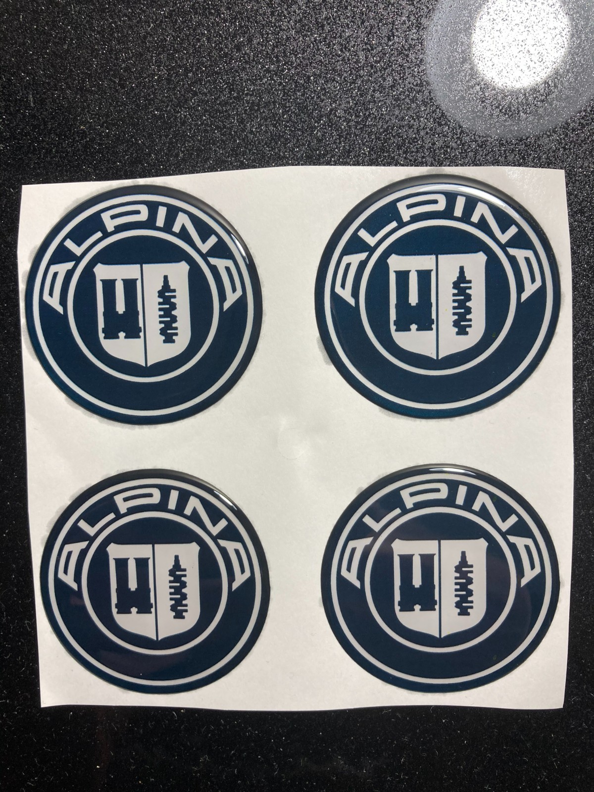 Alpina Wheel Cap Stickers Set – 4pcs 3D Domed Resin Center Cap Emblem Decals
