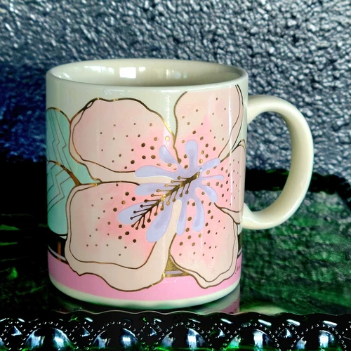 Vintage Laurel Burch Wild Hibiscus Coffee Mug Made in Japan