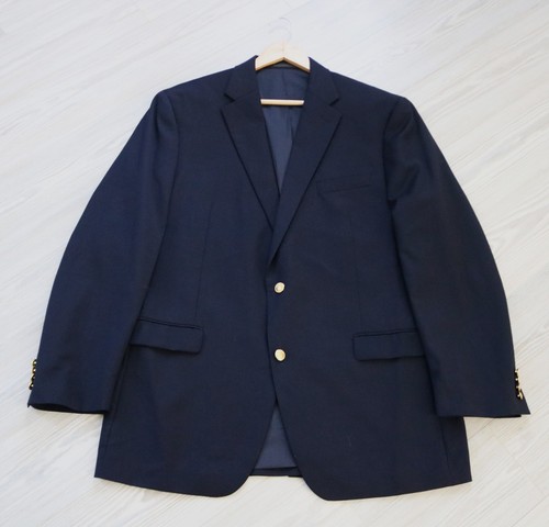 Lauren Ralph Lauren Blazer Uomo 44L LUNGO Navy 100% Lana BOTTONE ORO Cappotto Sportivo - Foto 2 di 7