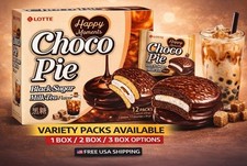 Lotte Choco Pie Negro Azúcar Leche Té Caja 12ct Snack Coreano 1-3 Caja EE. UU.