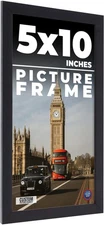 5x10 In Frame Black Real Wood Picture Frame Width 0.75 inches | Interior Frame D