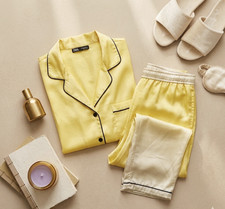 ZARA Damen Pyjama-Set M Satin Farbverlauf gel...