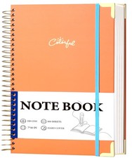 B5 Spiral Notebook with Folder Pockets - 200 Pages Hardcover College Ruled Jo...