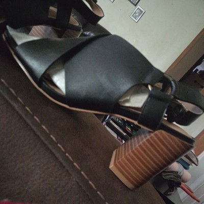 market & spruce Slingback Open Toe Block Heel Sandals  Ankle Strap US 7