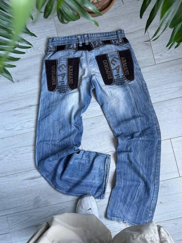 Vintage Emporio Armani Blue Denim Jeans Rare Big Logo 30 Size