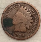 1886 Indian Head Cent Penny - G/VG Type 2 ? - 1C - semi key date- #13600